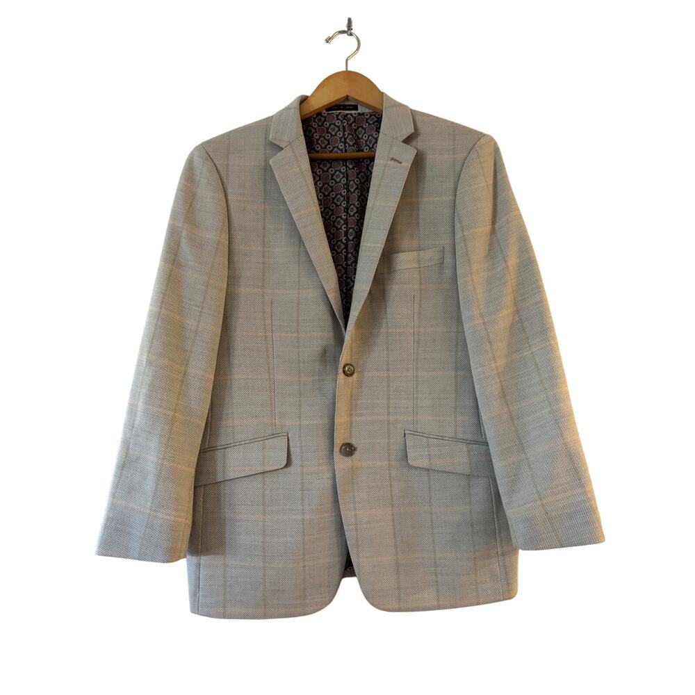James Tattersall Men's Wool Blend Blazer 38S Gray Single Breasted Notch Lapel